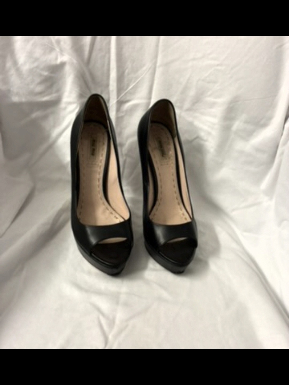 Miu Miu Classic Black Peep-Toe Platform Pumps - Women